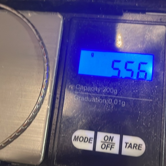 8” mixed metal polished silver tone diamond etched stackable bangle bracelet - Picture 12 of 12